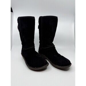 Ugg Haywell Boots Womens Size 7 Black Suede Genuine Sheepskin Lined